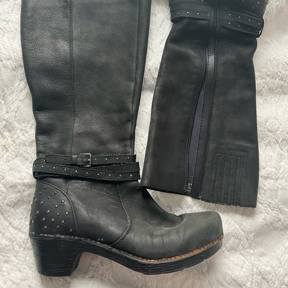 Tall black studded Dansko boots size 41